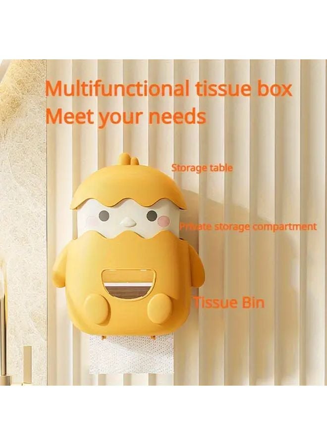 صندوق تخزين الحمام البرتقالي الحيوي المثبت على الحائط، منظم مقاوم للماء بدون حفر - Image 4